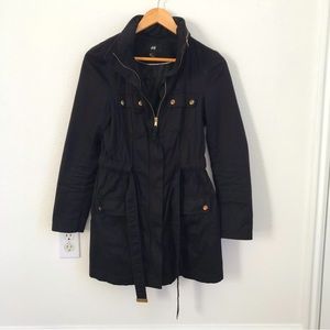 H&M black trench jacket - size 4, size small